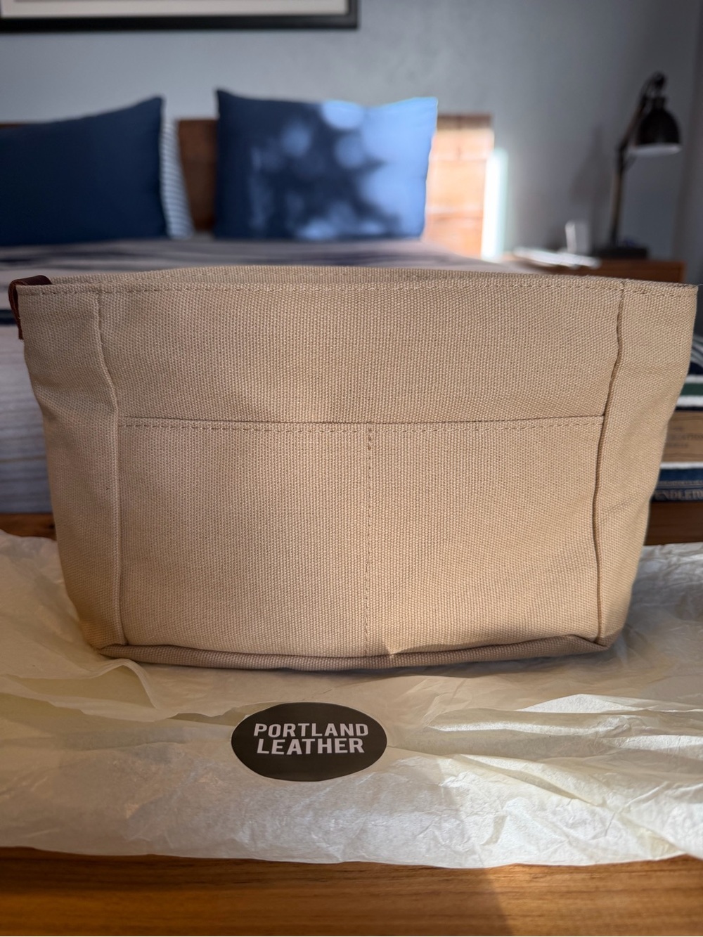 Portland Leather: Canvas Purse Organizer Small w/ Zipper - Sesame BNNU